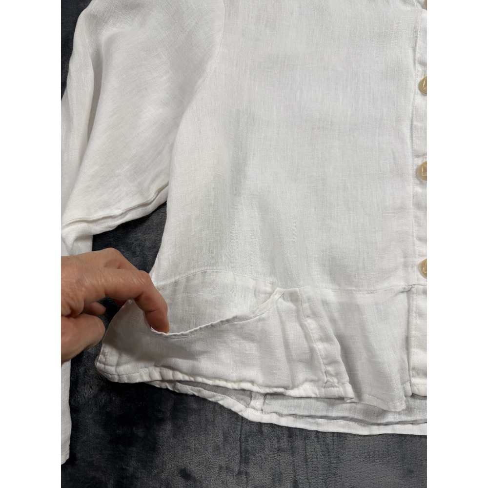 FLAX Jeanne Engelhart White Linen Cracker Jacket - Picture 5 of 8